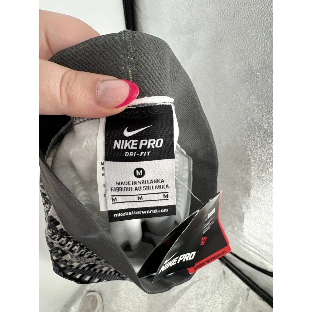 Nike Pro Hyperwarm Running Leggings Women M Striped Geometric Dri Fit 683717-065